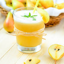 jus de poire + fruits secs